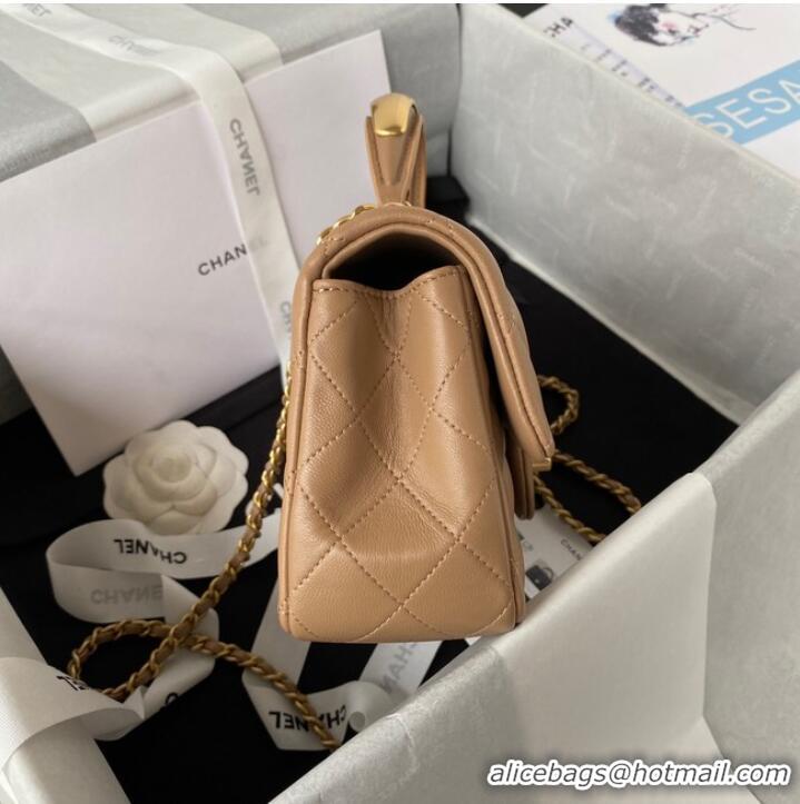 Well Crafted Chanel MINI FLAP BAG WITH TOP HANDLE AS2431 apricot