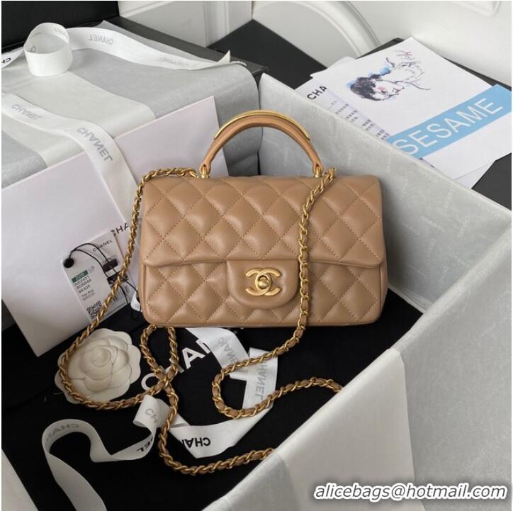 Well Crafted Chanel MINI FLAP BAG WITH TOP HANDLE AS2431 apricot