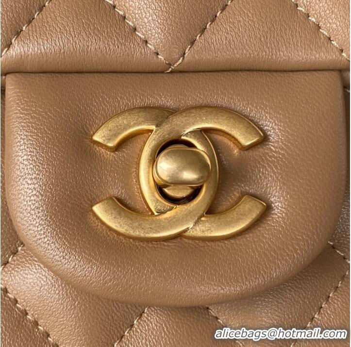 Well Crafted Chanel MINI FLAP BAG WITH TOP HANDLE AS2431 apricot