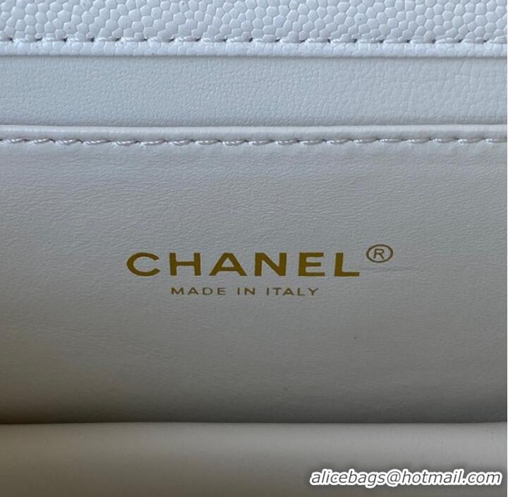 Top Grade Chanel MINI FLAP BAG Grained Calfskin & Gold-Tone Metal AS3580 white