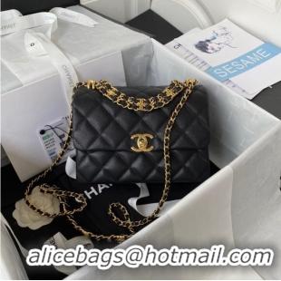 Unique Style Chanel SMALL FLAP BAG Grained Calfskin & Gold-Tone Metal AS3580 black