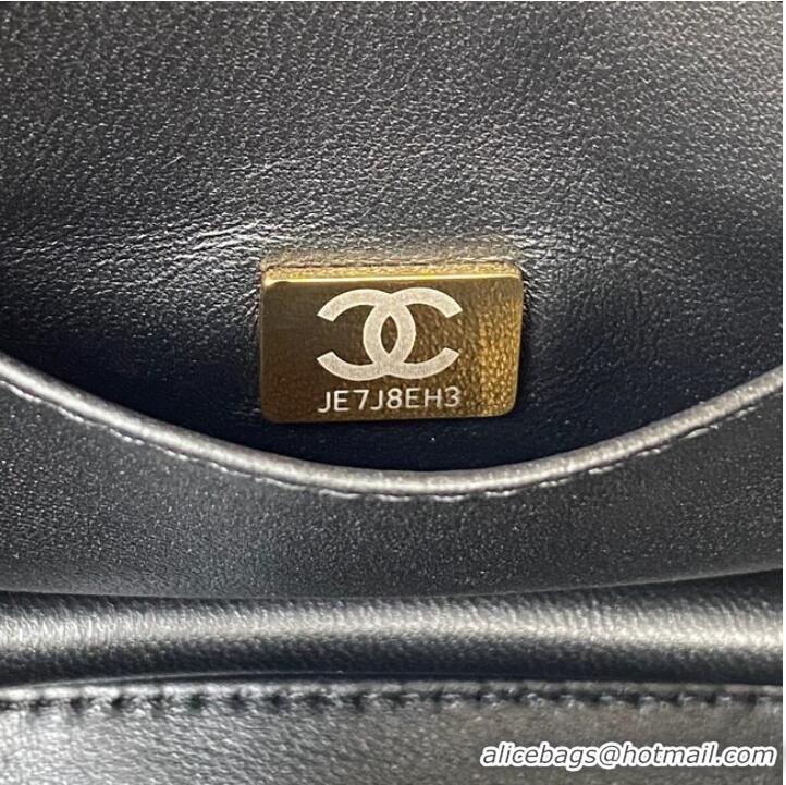 Unique Style Chanel SMALL FLAP BAG Grained Calfskin & Gold-Tone Metal AS3580 black