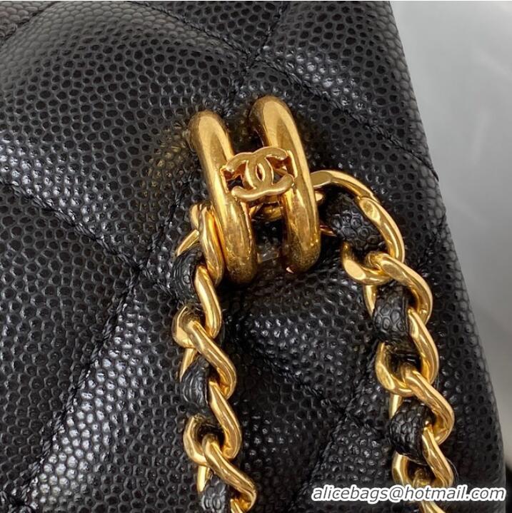 Unique Style Chanel SMALL FLAP BAG Grained Calfskin & Gold-Tone Metal AS3580 black