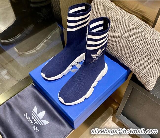 Luxury Discount Balenciaga x Adidas Speed 1.0 Knit Boots 090707 Blue