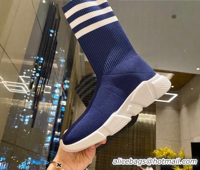 Luxury Discount Balenciaga x Adidas Speed 1.0 Knit Boots 090707 Blue