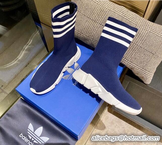 Luxury Discount Balenciaga x Adidas Speed 1.0 Knit Boots 090707 Blue