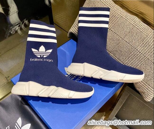 Luxury Discount Balenciaga x Adidas Speed 1.0 Knit Boots 090707 Blue