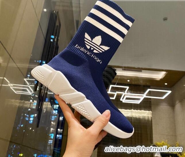 Luxury Discount Balenciaga x Adidas Speed 1.0 Knit Boots 090707 Blue