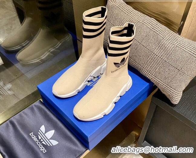 Luxury Balenciaga x Adidas Speed 1.0 Knit Boots Beige 090709