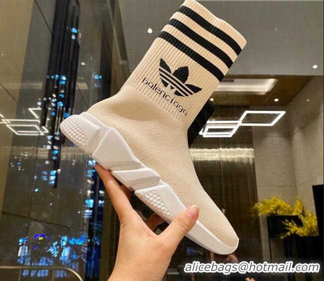 Luxury Balenciaga x Adidas Speed 1.0 Knit Boots Beige 090709