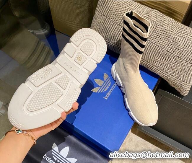 Luxury Balenciaga x Adidas Speed 1.0 Knit Boots Beige 090709