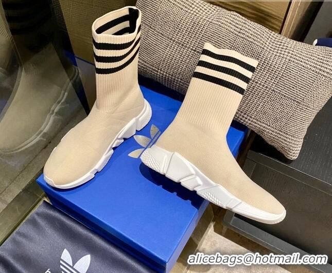 Luxury Balenciaga x Adidas Speed 1.0 Knit Boots Beige 090709