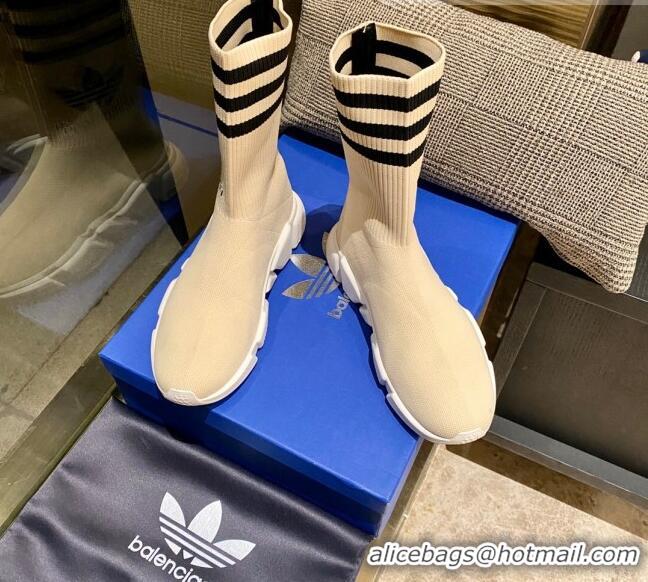 Luxury Balenciaga x Adidas Speed 1.0 Knit Boots Beige 090709