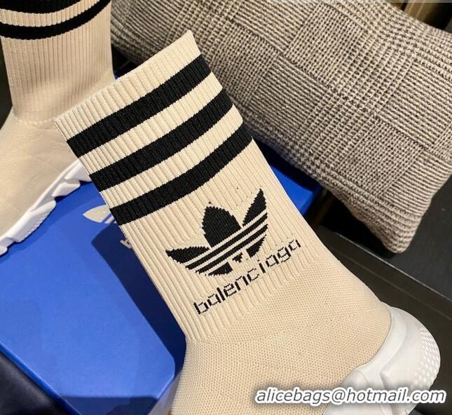 Luxury Balenciaga x Adidas Speed 1.0 Knit Boots Beige 090709