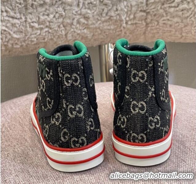 Sophisticated Gucci Tennis 1977 GG High-top Sneakers Black 0802055