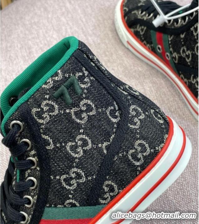 Sophisticated Gucci Tennis 1977 GG High-top Sneakers Black 0802055