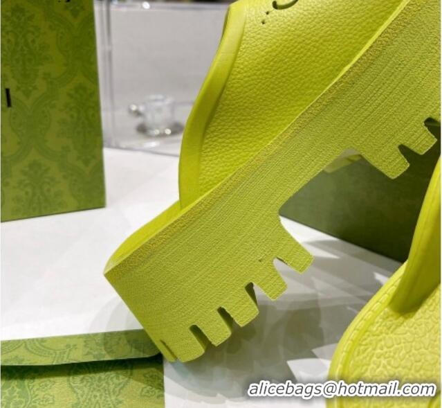 Grade Quality Gucci Rubber Platform Perforated G Mules Kiwi Green 0809128