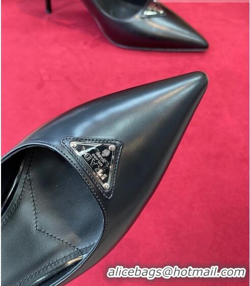 ​Famous Brand Prada Brushed Leather Slingback Pumps 6.5cm 1I002N Black 2022