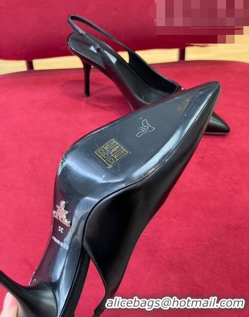 ​Famous Brand Prada Brushed Leather Slingback Pumps 6.5cm 1I002N Black 2022