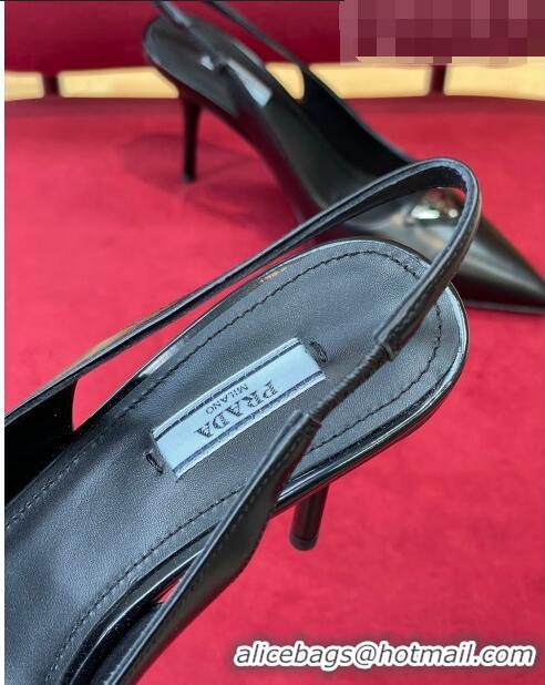 ​Famous Brand Prada Brushed Leather Slingback Pumps 6.5cm 1I002N Black 2022