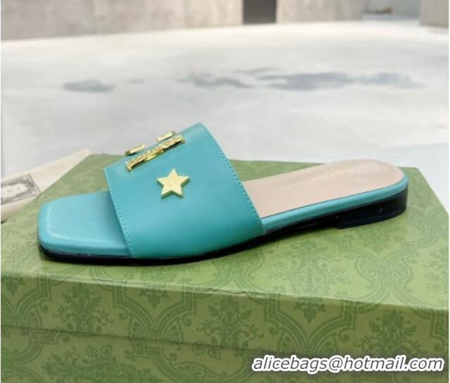 Feminine Gucci 'Gucci' Flat Slide Sandal Turquoise Green 081001