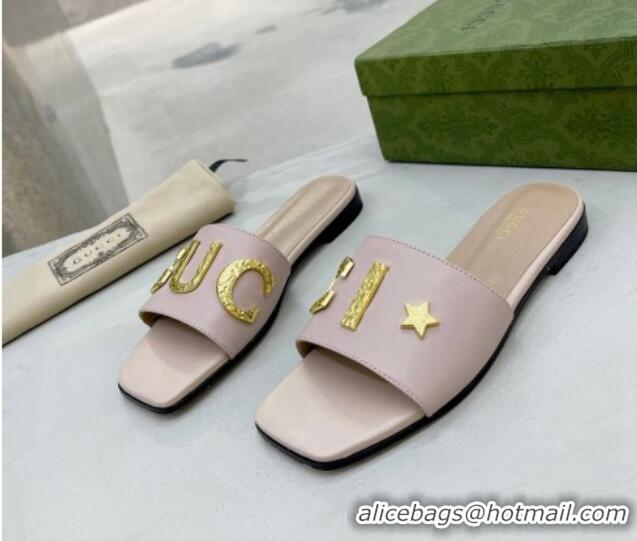 Discount Gucci 'Gucci' Flat Slide Sandal Light Pink 2081006