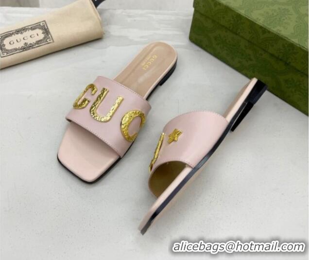 Discount Gucci 'Gucci' Flat Slide Sandal Light Pink 2081006