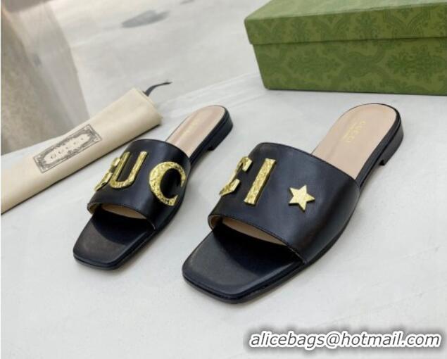 Purchase Gucci 'Gucci' Flat Slide Sandal Black 2081007