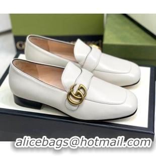 Low Price Gucci Leather Loafers with Double G White 2081021