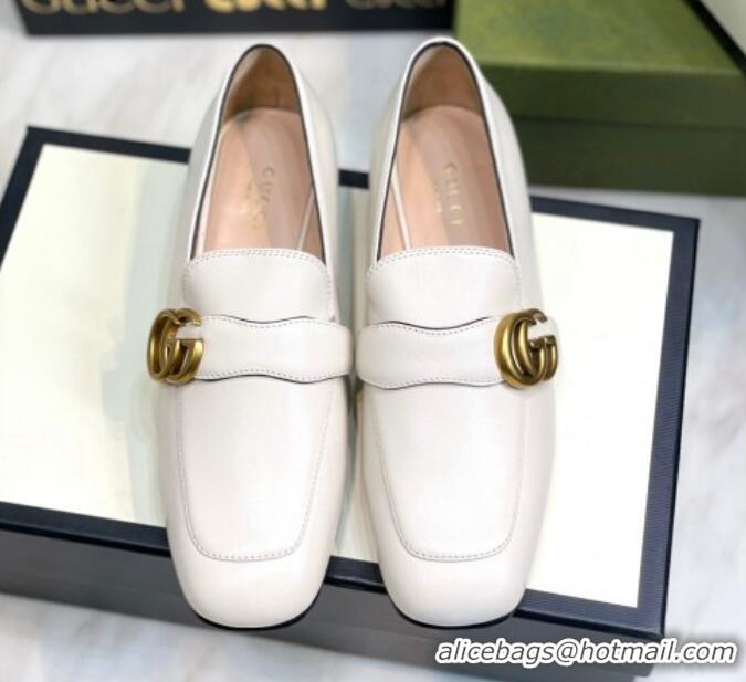 Low Price Gucci Leather Loafers with Double G White 2081021