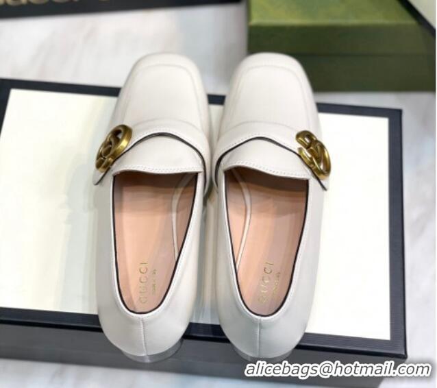 Low Price Gucci Leather Loafers with Double G White 2081021