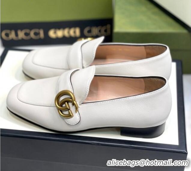 Low Price Gucci Leather Loafers with Double G White 2081021