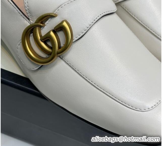 Low Price Gucci Leather Loafers with Double G White 2081021