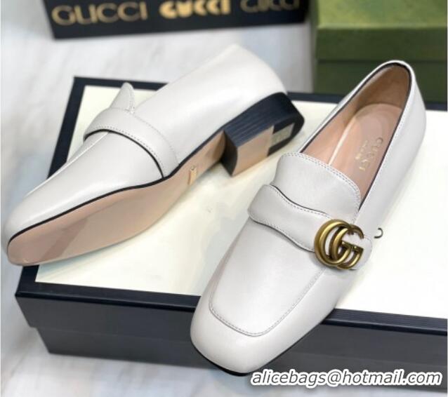 Low Price Gucci Leather Loafers with Double G White 2081021