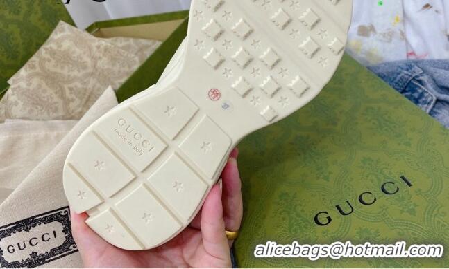 Top Grade Gucci Rhyton Leather Sneakers with Love Parade Print White 081030