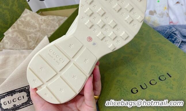 Low Cost Gucci Rhyton Leather Sneakers with Cat Print White 081031