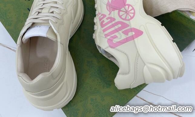 Good Looking Gucci Rhyton Leather Sneakers with Gucci Lemon Print White 2081033