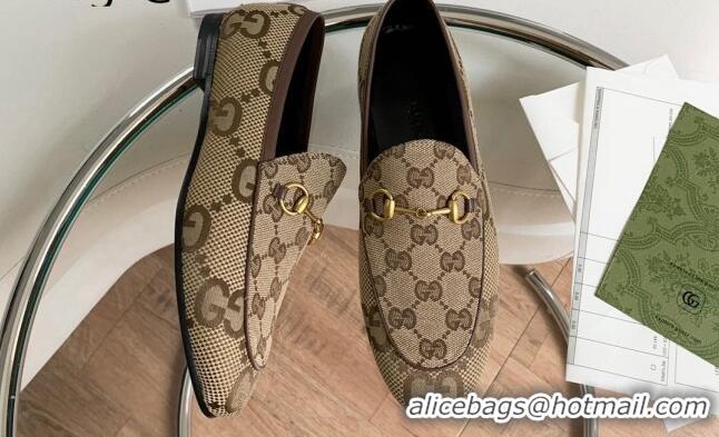 Best Product Gucci Jordaan GG Canvas Loafer Beige 2081036