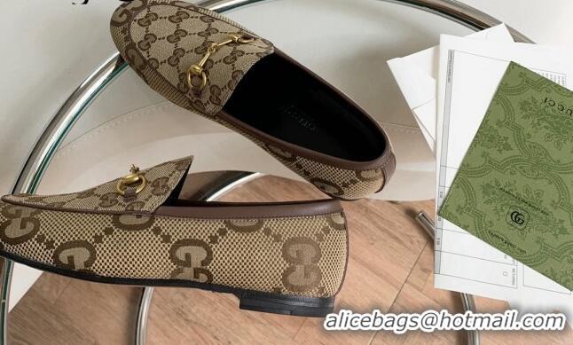 Best Product Gucci Jordaan GG Canvas Loafer Beige 2081036