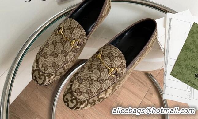 Best Product Gucci Jordaan GG Canvas Loafer Beige 2081036