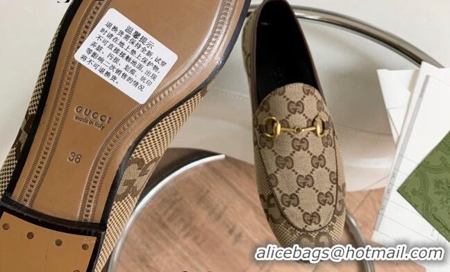 Best Product Gucci Jordaan GG Canvas Loafer Beige 2081036