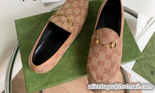 Duplicate Gucci Jordaan GG Canvas Loafer Brown 2081037