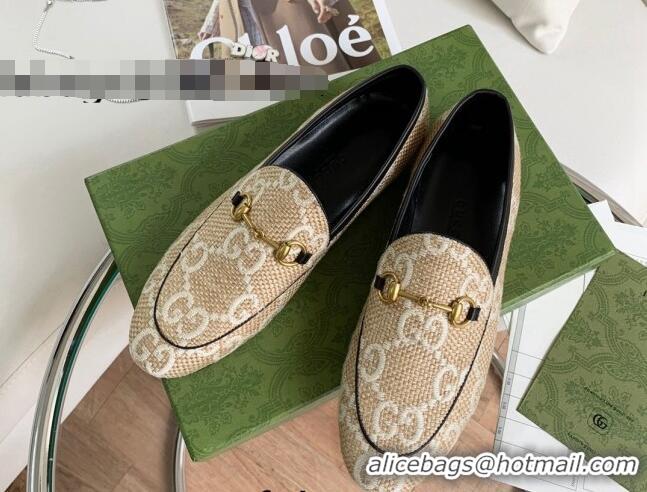 Affordable Price Gucci Raffia-Like Loafer Beige/White 2081038