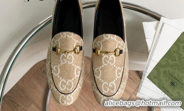 Affordable Price Gucci Raffia-Like Loafer Beige/White 2081038