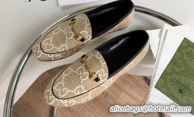 Affordable Price Gucci Raffia-Like Loafer Beige/White 2081038