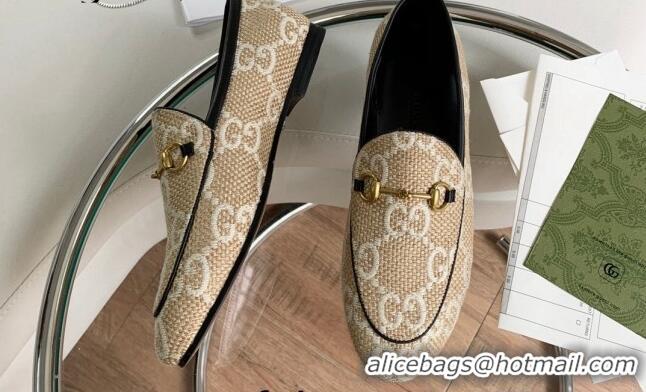 Affordable Price Gucci Raffia-Like Loafer Beige/White 2081038