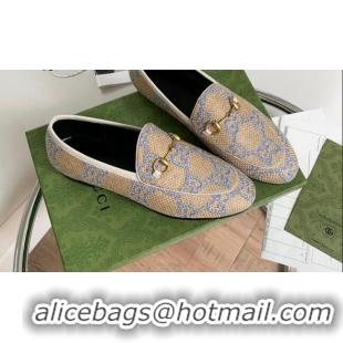 Good Product Gucci Raffia-Like Loafer Beige/Blu 2081039