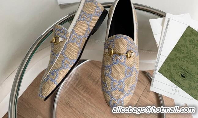 Good Product Gucci Raffia-Like Loafer Beige/Blu 2081039