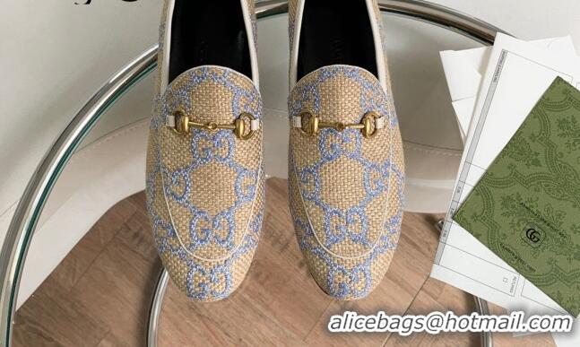 Good Product Gucci Raffia-Like Loafer Beige/Blu 2081039