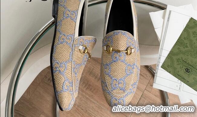 Good Product Gucci Raffia-Like Loafer Beige/Blu 2081039